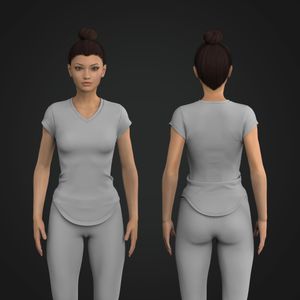 Ladies V-Shaped Neckline Scallop Hem Fitted Tee Tech Pack