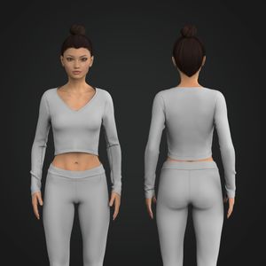 Ladies V-Shaped Neckline Set In Long Sleeve Crop Tee Tech Pack