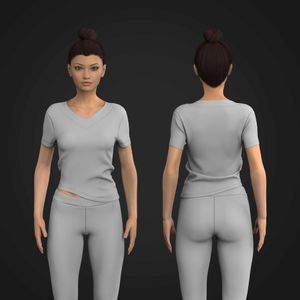 Ladies V-Shaped Neckline Set In Sleeve Asymmetric Bottom Tee Tech Pack