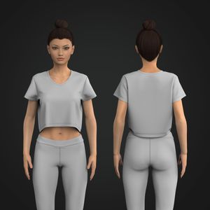 Ladies V-Shaped Neckline Set In Sleeve Relaxed Crop Tee Tech Pack