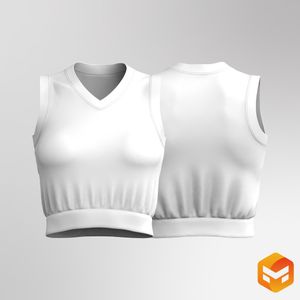 Ladies V-Shaped Neckline Sleeveless Crop Sweater - 3D Garment