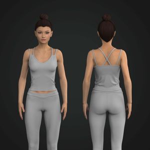 Ladies V-Shaped Neckline Strappy Criss Cross Back Right Tank Top Tech Pack