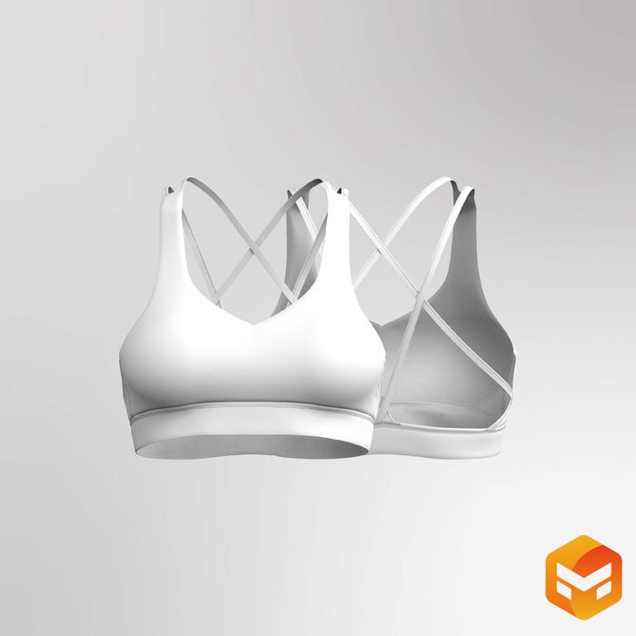 Ladies V-Shaped Neckline Strappy Open Back Sports Bra 3D Garment