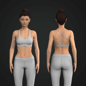 Ladies V-Shaped Neckline Strappy Open Back Sports Bra Tech Pack