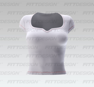 Ladies V-Shaped Notched Neckline Cap Sleeve Tee Smart Mockup