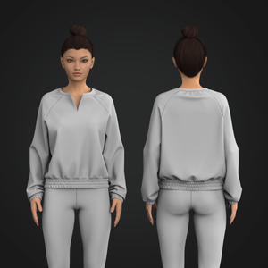 Ladies V-Shaped Notched Neckline Oversized Sweater Tech Pack