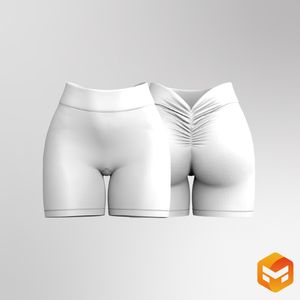 Ladies V-Shaped Ruched Back 6.00 Inch Inseam Biker Shorts 3D Garment