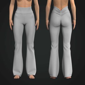 Ladies V-Shaped Ruched Back Flared Leggings Tech Pack