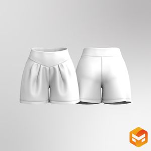 Ladies V-Shaped Waistband 4.00 Inch Inseam Relaxed Shorts 3D Garment