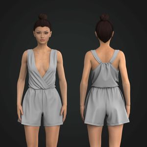 Ladies V-Shaped Wrapped Jumpsuit Tech Pack