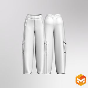 Ladies Wide Leg Cargo Joggers 3D Garment