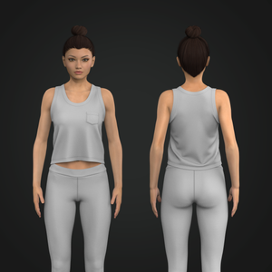 Ladies Wide Racer Back Patch Pocket Tank Top Tech Pack