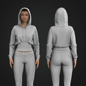 Ladies Wide Scallop Waistband Relaxed Cuffed Hoodie Tech Pack