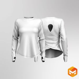 Ladies Wrap Back Cut Out Runner Long Sleeve Tee 3D Garment