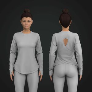 Ladies Wrap Back Cut Out Runner Long Sleeve Tee Tech Pack