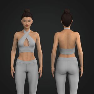 Ladies Wrap Halter Neckline Front Opening Crop Top Tech Pack