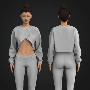 Ladies Wrap Hem Oversized Crop Sweater Tech Pack