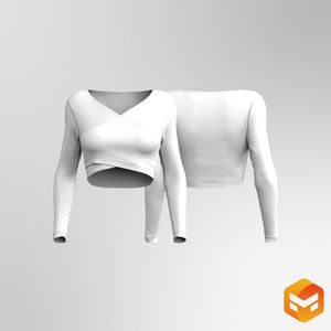 Ladies Wrap Long Sleeve Crop Top 3D Garment