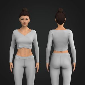 Ladies Wrap Long Sleeve Crop Top Tech Pack