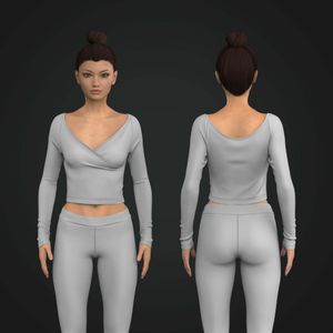 Ladies Wrap Wide Neckline Fitted Long Sleeve Tee Tech Pack