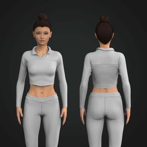 Ladies Yoke Sleeve Cropped V-Neck Fitted Polo Tech Pack