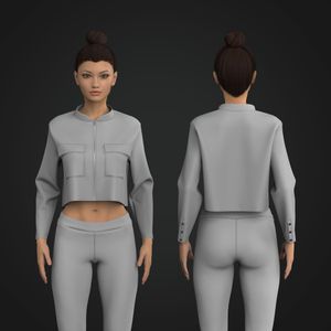 Ladies Zip Up Crop Jacket Tech Pack