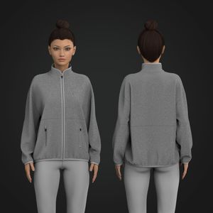Ladies Zip Up Faux Shearling Relaxed Jacket Tech Pack