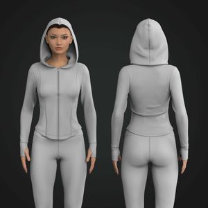 Ladies Zip Up Runner Sleeve Fitted Hoodie Tech Pack