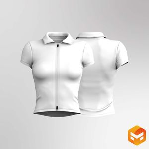 Ladies Zip Up Set In Short Sleeve Fitted Polo Tee 3D Garment