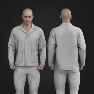 Mens Button Up Long Sleeve Scrub Top Tech Pack
