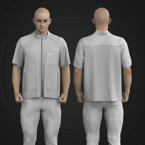 Mens Cadet Collar Full Zip Scrub Vest Tech Pack