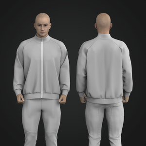 Mens Cadet Collar Raglan Sleeve Oversized Zip Up Jacket Tech Pack