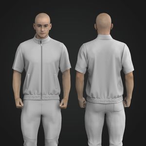 Mens Cadet Collar Zip Up Set In Short Sleeve Jacket Tech Pack