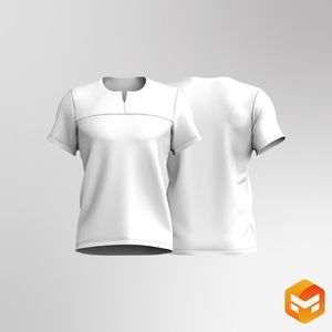 Mens Concealed Half Zip Short Sleeve Tee 3D Garment