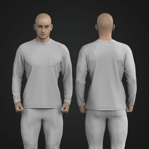 Mens Crew Neckline Chest Pocket Set In Long Sleeve Tee Tech Pack