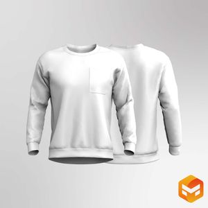 Mens Crew Neckline Long Sleeve Scrub Top 3D Garment