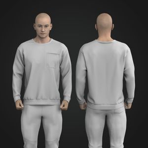 Mens Crew Neckline Long Sleeve Scrub Top Tech Pack
