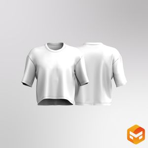 Mens Crew Neckline Oversized Drop Shoulder Cropped Tee 3D Garment