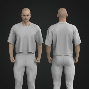 Mens Crew Neckline Oversized Drop Shoulder Cropped Tee Tech Pack