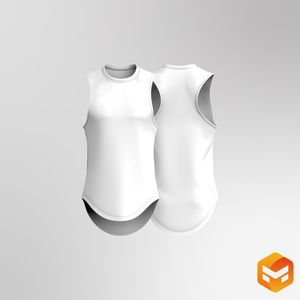 Mens Crew Neckline Racer Back Scallop Bottom Tank Top 3D Garment