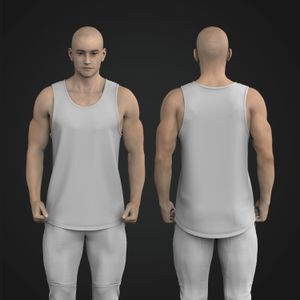 Mens Dropped Armhole Scallop Bottom Tank Top Tech Pack