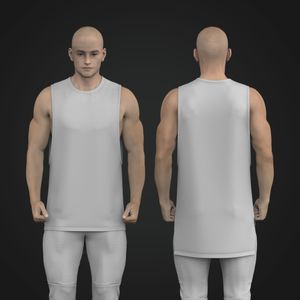 Mens Dropped Armhole Stepped Hem Tank Top