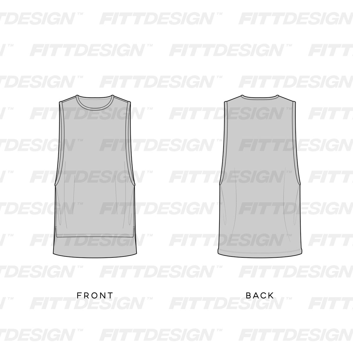 Mens Dropped Armhole Stepped Hem Tank Top | TechPackTemplate | FittDesign
