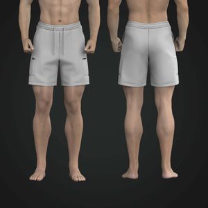 Mens Elasticated Waistband 7Inch Inseam Patched Zipper Pocket Shorts Tech Pack