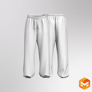 Mens Elasticated Waistband Oversized Cuffed Joggers 3D Garment
