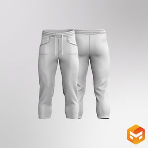 Mens Elasticated Waistband Relaxed Cropped Trousers 3D Garment