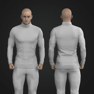 Mens Fitted High Turtle Neck Top