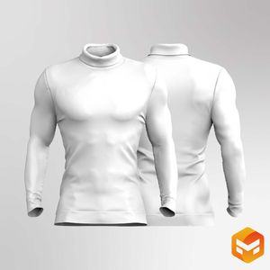 Mens Fitted High Turtle Neck Top - 3D Garment
