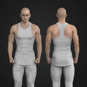 Mens Fitted Scallop Bottom Tank Top Tech Pack
