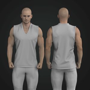 Mens Fitted V_Shaped Neckline Sleeveless Tank Top